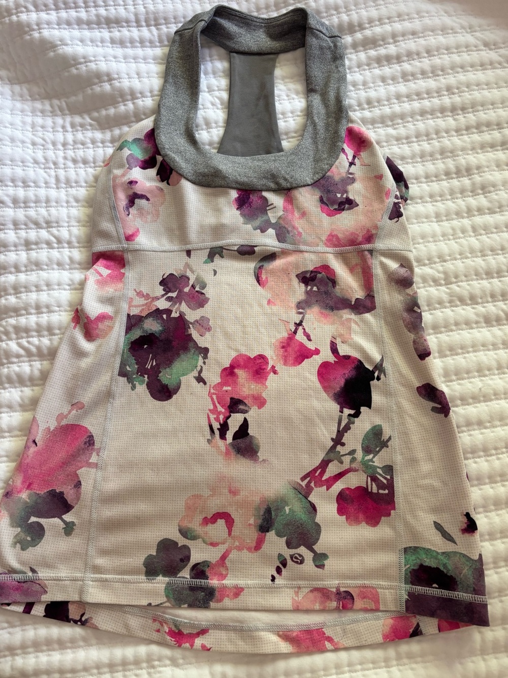 Lululemon Y2K Women’s Floral Halter Tank Top - Pink & Gray